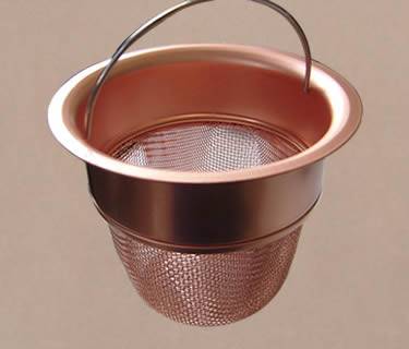 A copper filter basket.